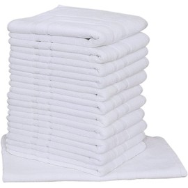 Premium Bulk Bath Mat Floor Towel Set - 36 Pack | 22x34 inches | White [ Not a Bathroom Rug] - Hotel Quality Reversible Bathroom Mat - Easy to Clean and Ring Spun Cotton (22 x 34, White - 36 Pcs)