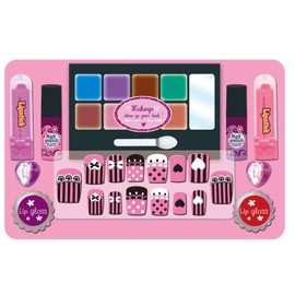 Kid Girls Makeup Set Lipstick Set Suitcase Style Eco-Friendly Cosmetic Pretend Play Kit Princess Toy