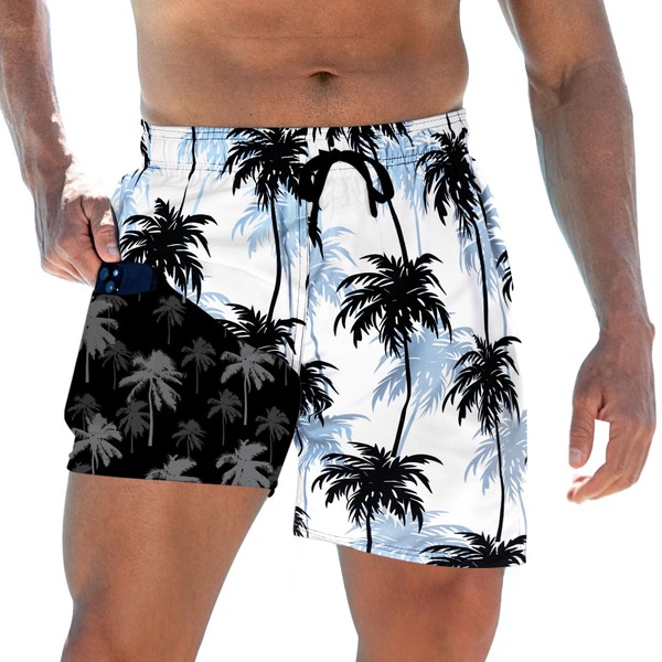 Men's Swim Trunks Men 5 Inch Balck Hawaiian Swim Board