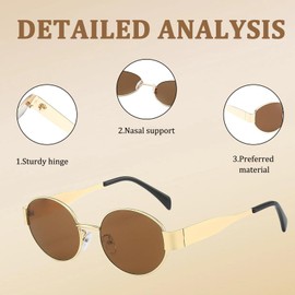 Katslyn Sunglasses Womens, Oval Sunglasses, Retro Oval Sunglasses Women Oval Sunglasses Womens, Retro Sunglasses Polarized Retro Sun Glasses Classic Metal Frame