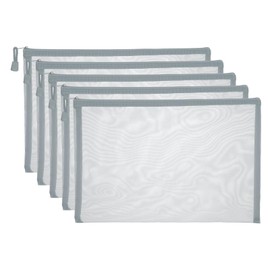 PATIKIL A4 Mesh Zipper Pouch Bags, 5 PCS Mesh Bags with Zipper Plastic Storage Pocket for Organizing File Beads Office Home Supplies, 34x24cm, Gray