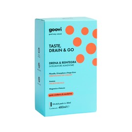 Goovi, Taste Drain & Go, Integratore Alimentare Drenante con Magnesio e Potassio, Favorisce il Microcircolo, con Estratti Vegetali di Ananas e Pilosella, Gusto Cranberry e Mandarino, 24 Stick