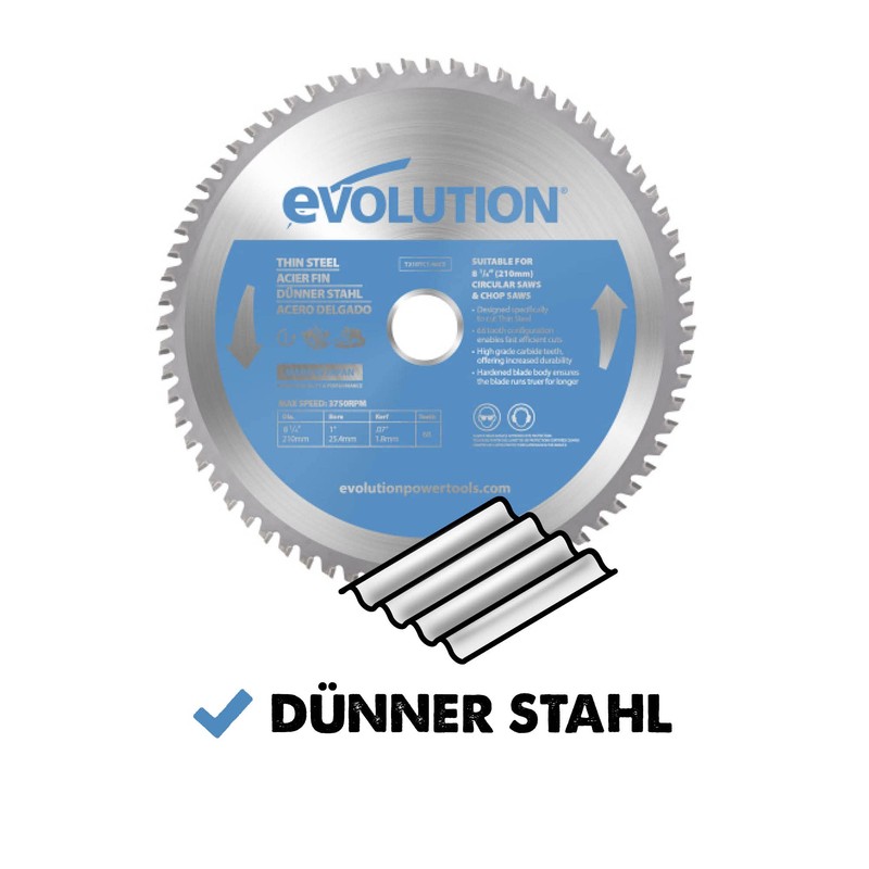 Evolution Power Tools T210TCT-68CS cirkelzaagblad (TCT-zaagblad) for het zagen van