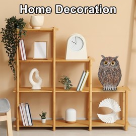 Yanflerent 8.3" Realistic Owl Statue for Indoor & Outdoor Decoration, Effective Birds Deterrent for Garden, Patio, Yard, Fake Owl Suitable for Home Decor (Brown)