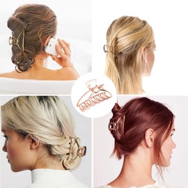 LATRAT Pack of 3 Hair Clips Metal Golden Non-Slip Large Hair Claw Clip Large Metal Claw Clips Hollow Hair Catcher Jaw Clamp Non-Slip Hair Pin Hair Clip for Women Girls