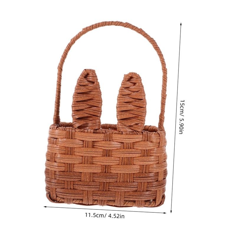 LABRIMP Cute Rabbit Ears Easter Egg Basket Lightweight Woven Storage
