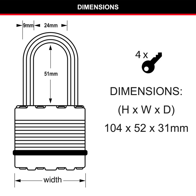 Master Lock Excell Heavy Duty Padlock with Key and Extra-Long