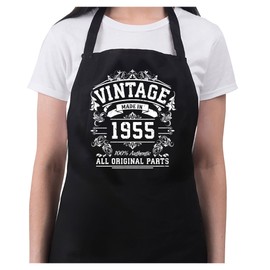 Bang Tidy Clothing 70th Birthday Presents for Women Ladies Gifts Her Funny Apron Vintage Original Parts 1955 - Black