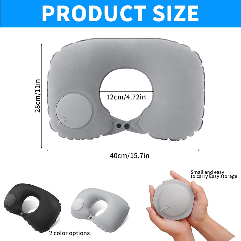 LZYDKH Inflatable Travel Pillow, 2 Pcs Press Automatic Neck Pillow