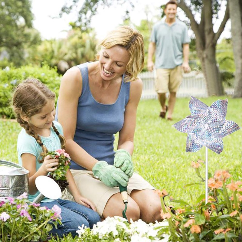 SUNPRO Reflective Pinwheels,10-Pack Extra Sparkly Pinwheels for Garden Decor, Pinwheels