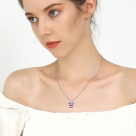 SILVERCUTE Sterling Silver Butterfly Necklace for Women Daughter Birthstone June Jewellery Cute Alexandrite Necklaces