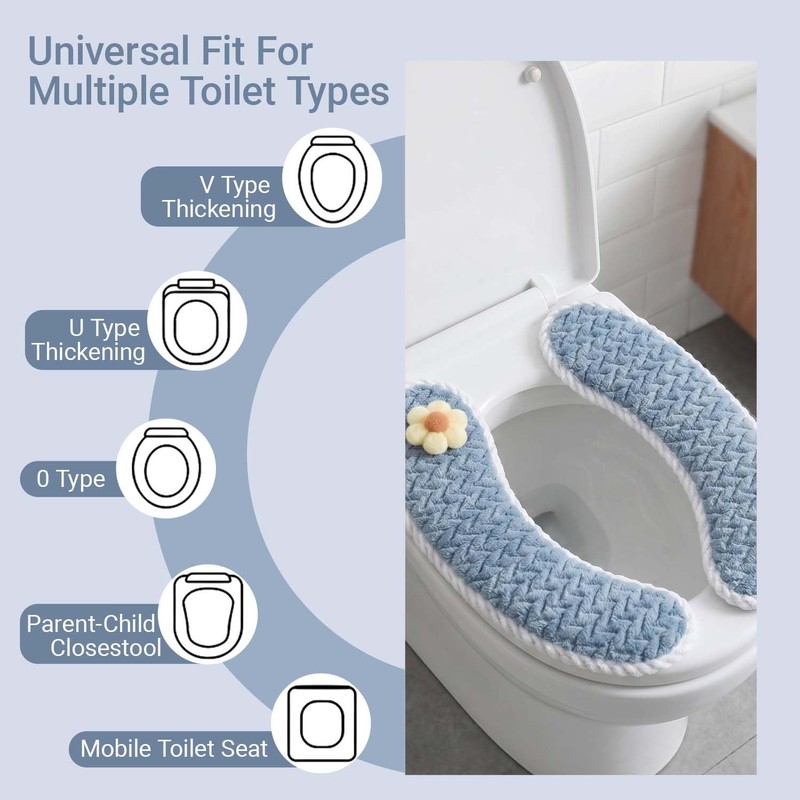 Muimurex Padded Toilet Seat Warmer Cushion Washable(Blue)