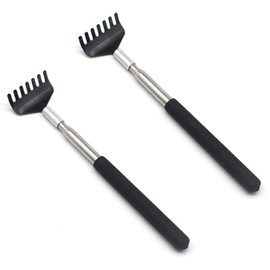 2 Pcs Back Scratcher, Back Scratcher for Men, Telescoping Scratching Tool, Back Scratcher for Women, Stainless Steel Back Scratcher Massager for Adults Men Women Itch Relief (Black)