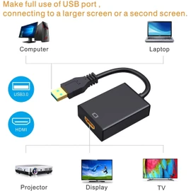 USB to HDMI Adapter, 1080P HDMI to USB Adapter for PC Laptop Projector HDTV Compatible with Windows XP 7/8/8.1/10/11[Mac OS not Supported]
