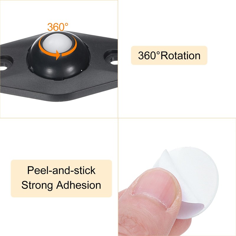 uxcell 16 Pcs Self Adhesive Caster Wheels, 360 Degree Rotation