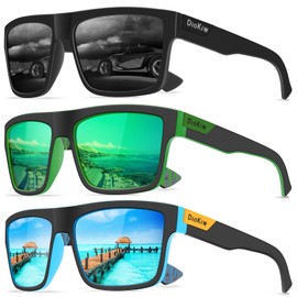DioKiw Polarized Sunglasses for Men Sporty Style Design Driving Travel Sun Glasses Lightweight Square Frame UV Protection Goggles