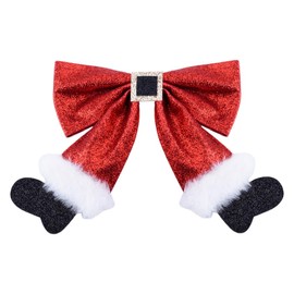 Christmas Stocking Hair Bow Clips Sparkly Sequin Christmas Hair Accessories for Women Girls Red Glitter Bows Barrette for Women Christmas Hair Clip with Bow Hair Clips for Women Christmas Accessories