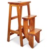 DORTALA 3 Tier Folding Step Stool, Rubber Wood Multifunctional Ladder