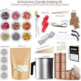 CraftBud Natural Soy Candle Making Kit for Adults, DIY Candle Making Kit for Kids with Dried Flowers for Candle Making, 50 Piece Make Your Own Candle Kit – 2 Lbs. Soy Wax Candle Making Kit