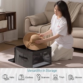 FAYYGYH Simple Hat Storage Box for Women Men, Large Closet Organizer with Dustproof Lid, Foldable Hat Carrier Case for Cowboy Hats, Travel & Home Use (Grey)