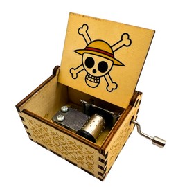 FANSLAB Caja Musical – Melodía Inspirada en Aventuras del Mar | Grabado Pirata en Madera | Mini Music Box de Manivela | Regalo para Fans del Anime y Coleccionistas