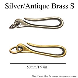 SEIWEI 2PCS Alloy Fish Hook Key Chain 50mm/1.97in U-Shaped Wallet Holder Decorative Keychain with Ring Portable Belt Clips for Keys and Wallets (Antique Brass, S)
