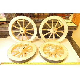 4 NEW WOOD GOAT HORSE CART WAGON WHEEL COFFEE TABLE TWO 12 IN TWO 14 IN