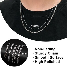 Nurhore Silver Cuban Link Chain Necklace for Men, Stainless Steel Chains for Boys, Suitable for Gifts of Valentine's Day, Birthday, Father's Day