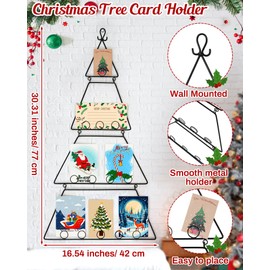 Suzile Christmas Card Display Holder 30" Large Christmas Tree Metal Xmas Cards Holders Wall Display for Hanging Picture Photo Wall Window Door Home Wreath Holder Wreath Decor Tabletop(Black)