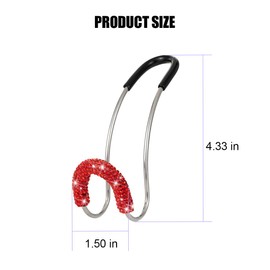 KHGUZ Bling Car Headrest Hook, 2PCS Crystal Rhinestone Vehicle Seat Purse Bag Organizer Hanger, Diamond Automotive Backseat Storage Holder Hook Accessories, Universal for SUV Truck Van (Red)