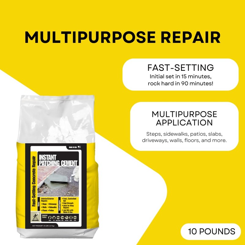 Akona Instant Patching Cement (10 Pound, 1) - Repair Cracks