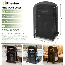 Rileytee Pizza Oven Cover for Blackstone 16 inch Standing Pizza Oven Model 6825/6824/6850,Outdoor Heavy Duty 600D Waterproof Dustproof Cover for Pizza Oven with Mobile Cart