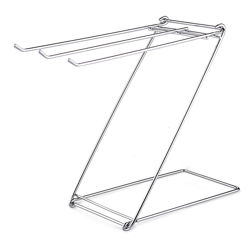 Foldable Floor Towel Holder Stainless Steel Z Shaped 3 Bars