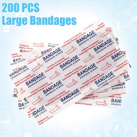 Sinmoe 200 Pcs Large Bandages Bulk Big Flexible Adhesive Bandages Wound Care Fabric Bandages for Care and Protect Wounds, 2 x 4 Inch