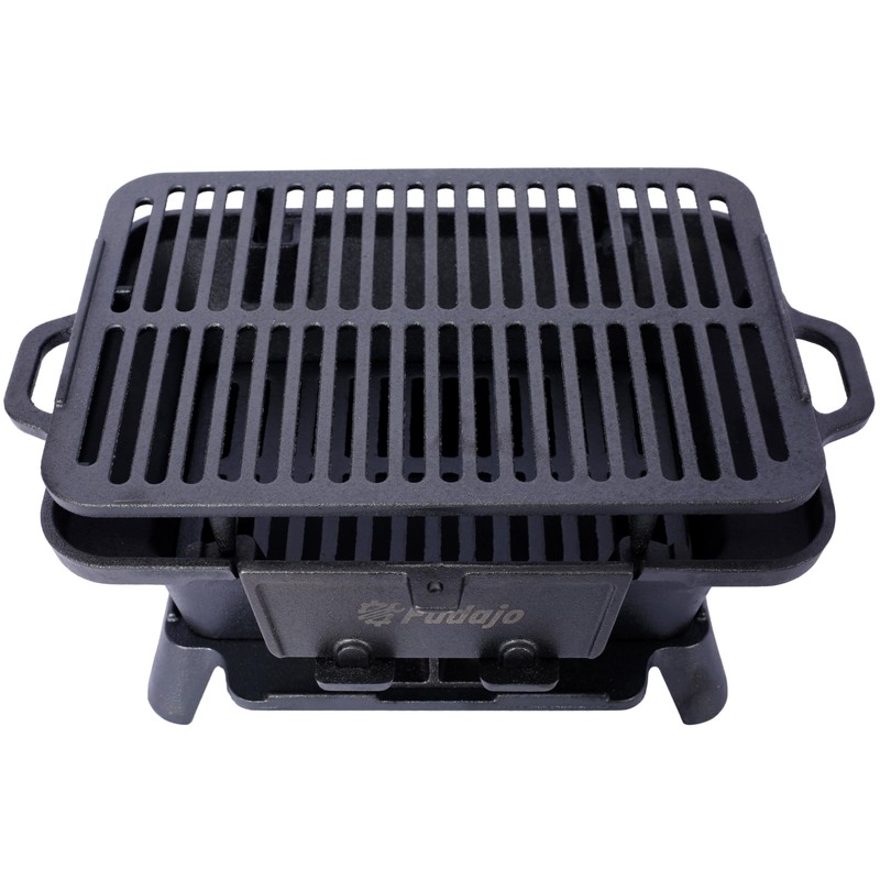 ESPIDOO Cast Iron Grill Outdoor Portable: Heavy-Duty Enameled Charcoal BBQ