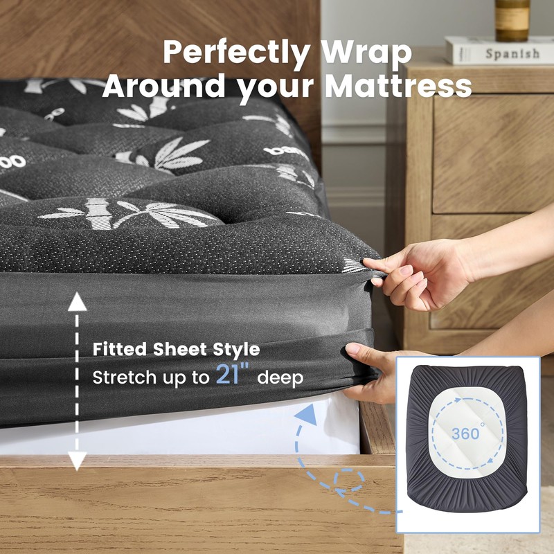 Mattress Topper Queen Size - Viscose Made from Bamboo Pillow