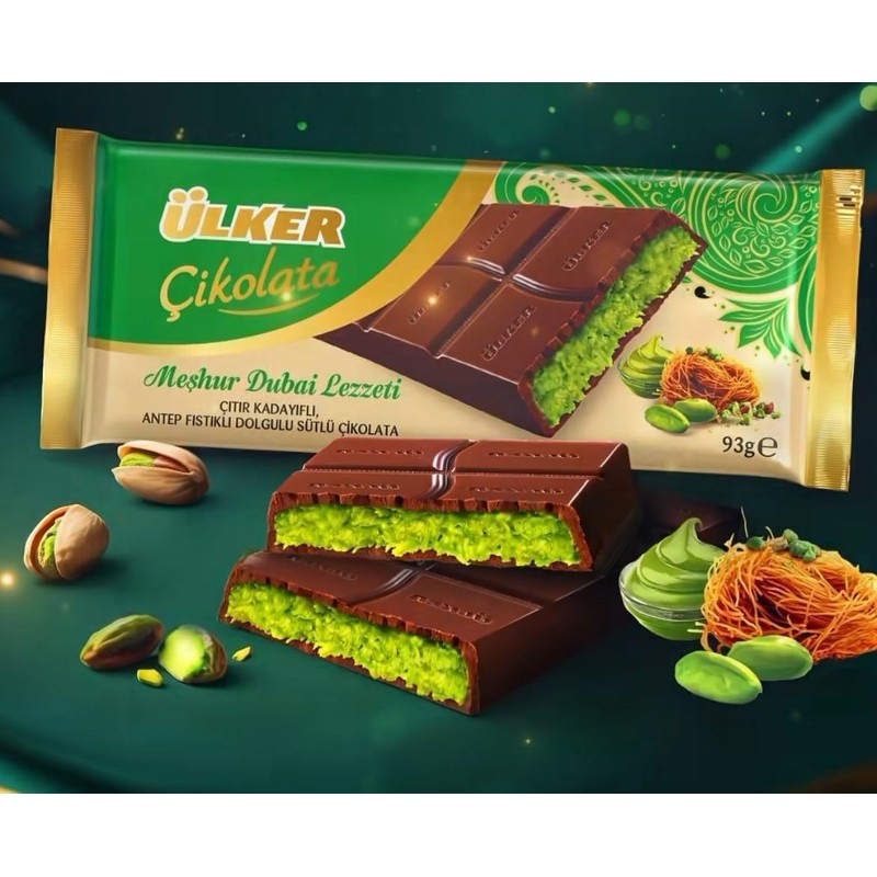 Dubai Chocolate - Milk Chocolate With Pistachio, 93 gram x