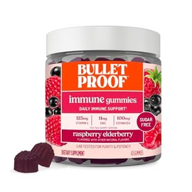Bulletproof Gomitas de frambuesa y saúco sin azúcar para el sistema inmunitario (60 unidades), suplemento cetogénico para reforzar el sistema...      