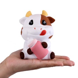 ANBOOR Squishies Cow Slow Rising Squeeze Toy Cute Kawaii Milk Bottle Slow Rising Anti-Stress Squishies Toy for Children Adults (8 x 6.5 x 11.5 cm, 1 Piece)
