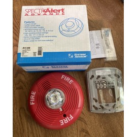 System Sensor PC2R Ceiling Mount Fire Alarm Horn Strobe Red 2 Wire Multi STD Cd