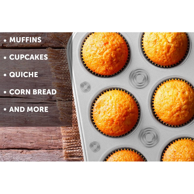 DecorRack 2 Pack Non-Stick Muffin Pans, 6-Cup, Bakeware for Baking