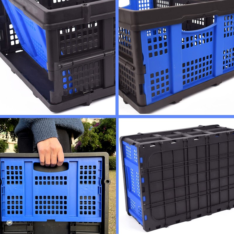49L Plastic Storage Basket, Foldable Storage Bin Organizer, Stackable Folding