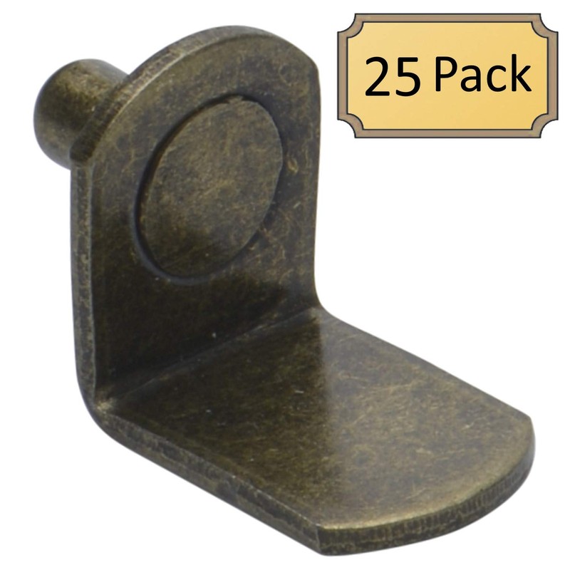 5mm Bracket Style Cabinet Shelf Support Pegs - Antique Brass