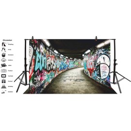 OERJU 6x4ft Graffiti Wall Photography Backdrop Subway Underground Dirty Grunge Street Vintage Oil Painting Abandoned Factory Colorful Brick Wall Painting Graphic Vinyl Backdrop Photo Studio Props