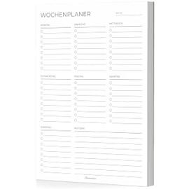 Fantastino A5 Weekly Planner Pad 100 Sheets (22+ Months) - To-Do Lists & Weekly Overview for Tasks, Appointments, Notes. Minimalist Organiser Undated to Tear Off