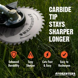 FORESTER Carbide Tip Brush Cutter Blade - 8in x 32 Teeth | Fits Most Straight Shaft Trimmers | Conversion Kit Sold Separately