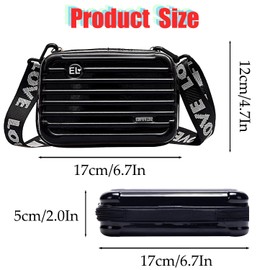 Smilbaley Mini Suitcase Bag for Women, Mini Suitcase Bag Shoulder Bag Ladies, PVC Mini Suitcase Handbag, Mini Suitcase Bag, PVC Hard Shell, Fashionable Design, Makeup Bag, black