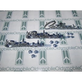 NORS 1968  Olds "Cutlass" Chrome Front Fenders & Trunk Script Emblem with Hardware
