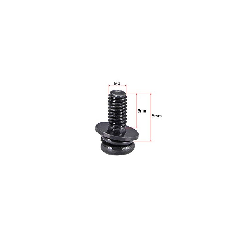 sourcing map M3 x 8mm Carbon Steel Phillips Pan Head