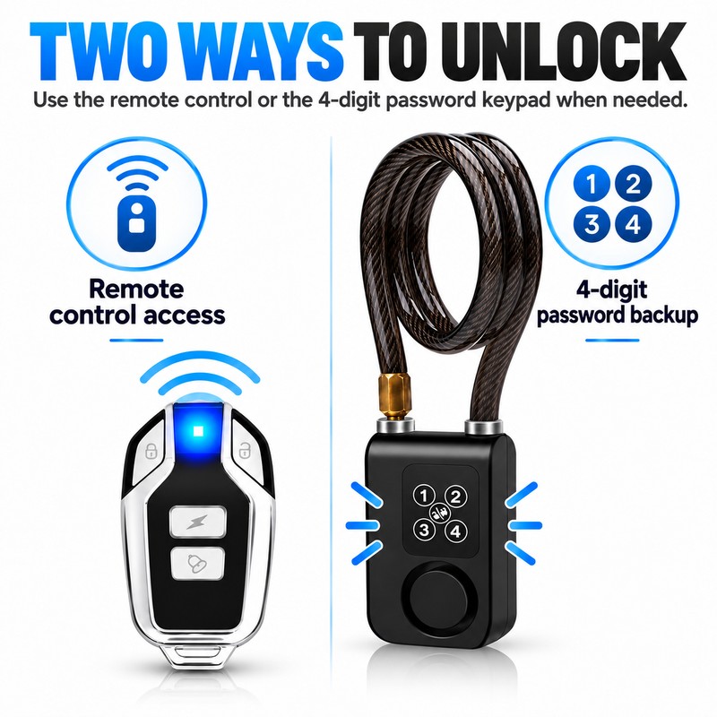 Bike Alarm Lock for Bicycles & Motorcycles – 110dB Remote-Control